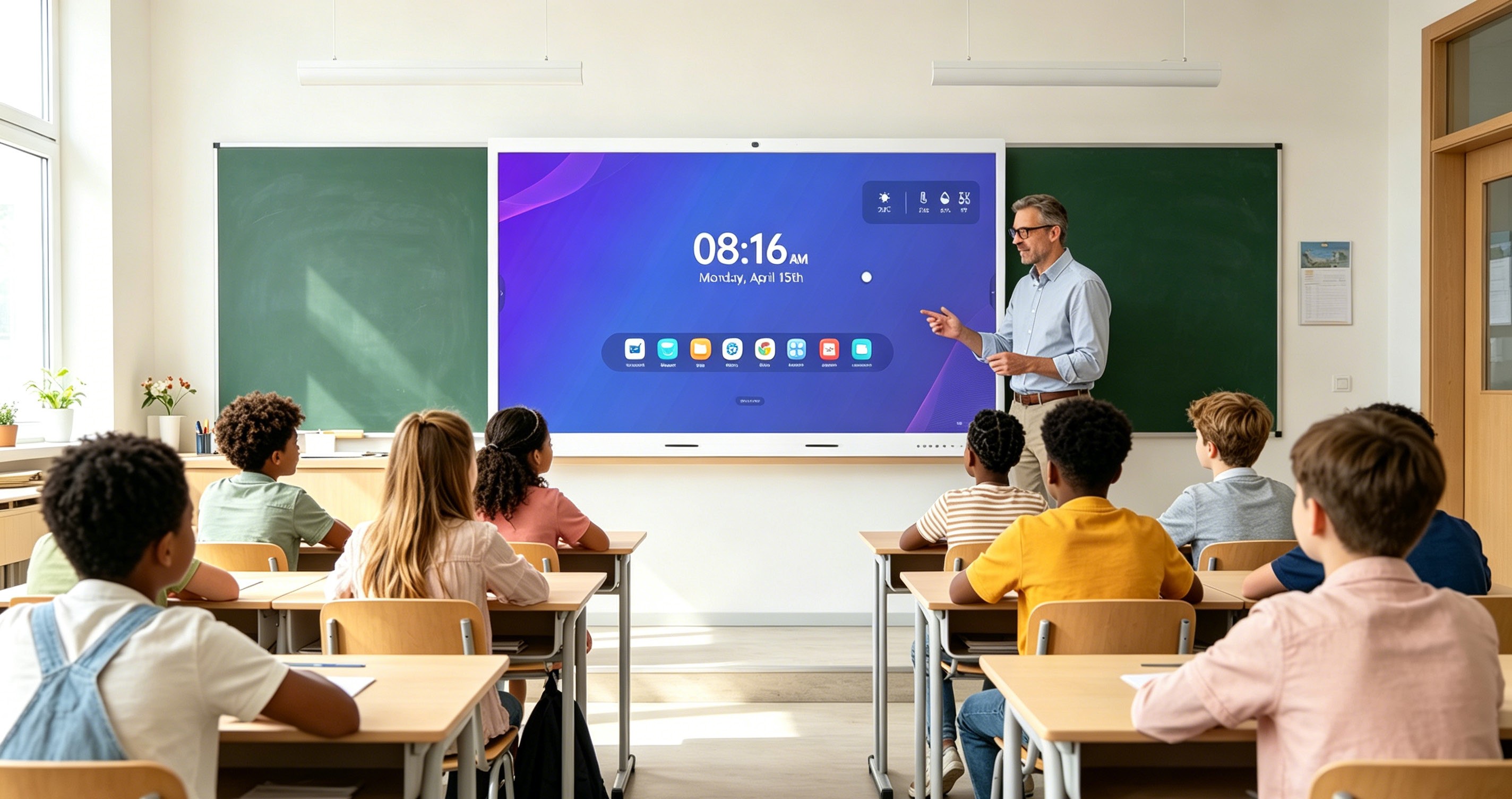 Smart classroom — interactive lessons, group work and AI teaching assistance